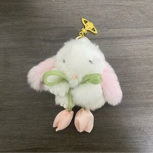 Vivienne Westwood White and Pink Plush Key Holder
